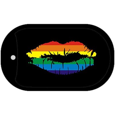 Lips Rainbow Novelty Metal Dog Tag Necklace 2'' x 1''