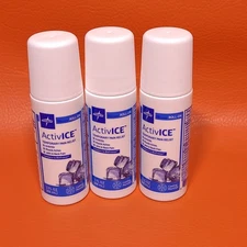Medline ActivICE Pain Reliever 3 oz Roll On 3 Pack Date 07-2027 Cooling Menthol