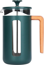 Pisa Stainless Steel Cafetière, 8 Cup French Press, Green, Gift Boxed