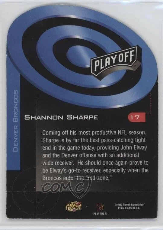 1997 Playoff Zone Prime Target Shannon Sharpe #17 HOF - Image 2 of 2