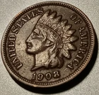 ■ 1908 INDIAN PENNY ONE CENT ☐ Liberty on Headband