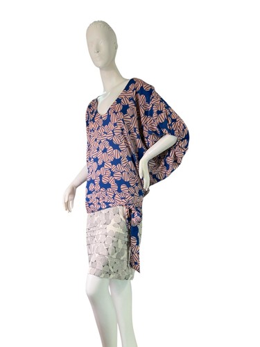 Diane Von Furstenberg New Edna Silk Dress Dolman Sleeves 2 Tone Print $398 Sz 4 - Picture 5 of 16
