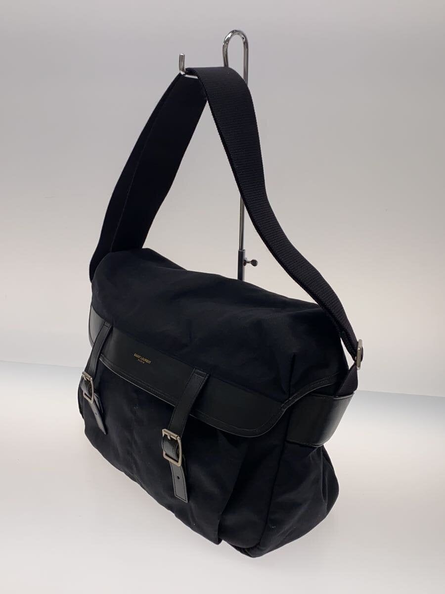 Borsa a tracolla SAINT LAURENT pelle caccia fibbia messenger tela nera usata