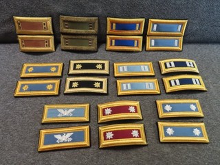11 PAIR US ARMY OFFICER DRESS UNIFORM SHOULDER BOARDS CW0 1 TO COLONEL AND MORE