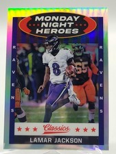 2021 CLASSICS LAMAR JACKSON SILVER MONDAY NIGHT HEROES FOOTBALL CARD RAVENS NFL