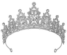 Crystal Queen Crowns Rhinestone Princess Tiaras for Womens Girls Silver Tiara an