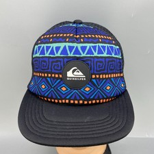 Quiksilver Trucker Hat Kids Black Geometric Print Adjustable Snapback 6 Panel