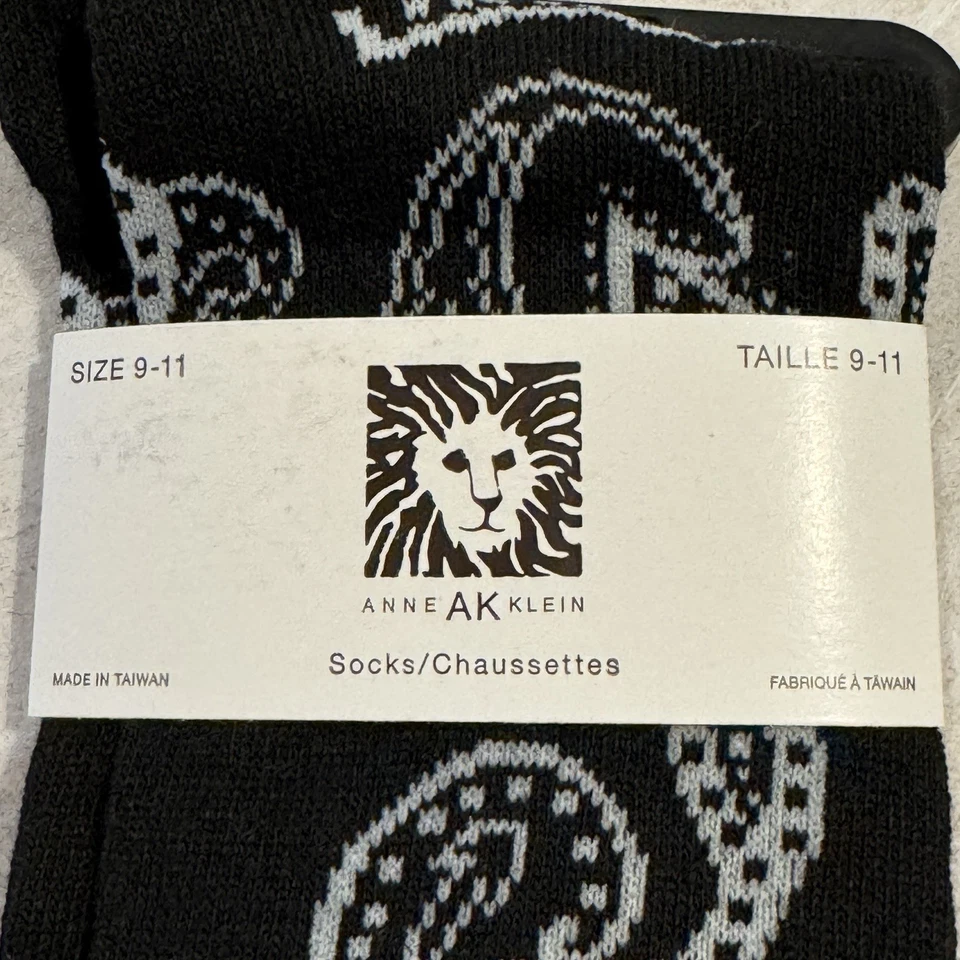 Calcetines Anne Klein negros con estampado de cachemira para mujer talla 9-11 mezcla de algodón Foto 3 de 4
