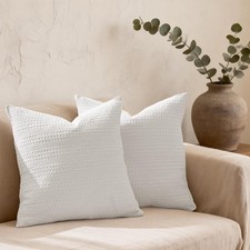 24x24 Pillow Covers Set of 2 Cotton Euro Sham Cover White
