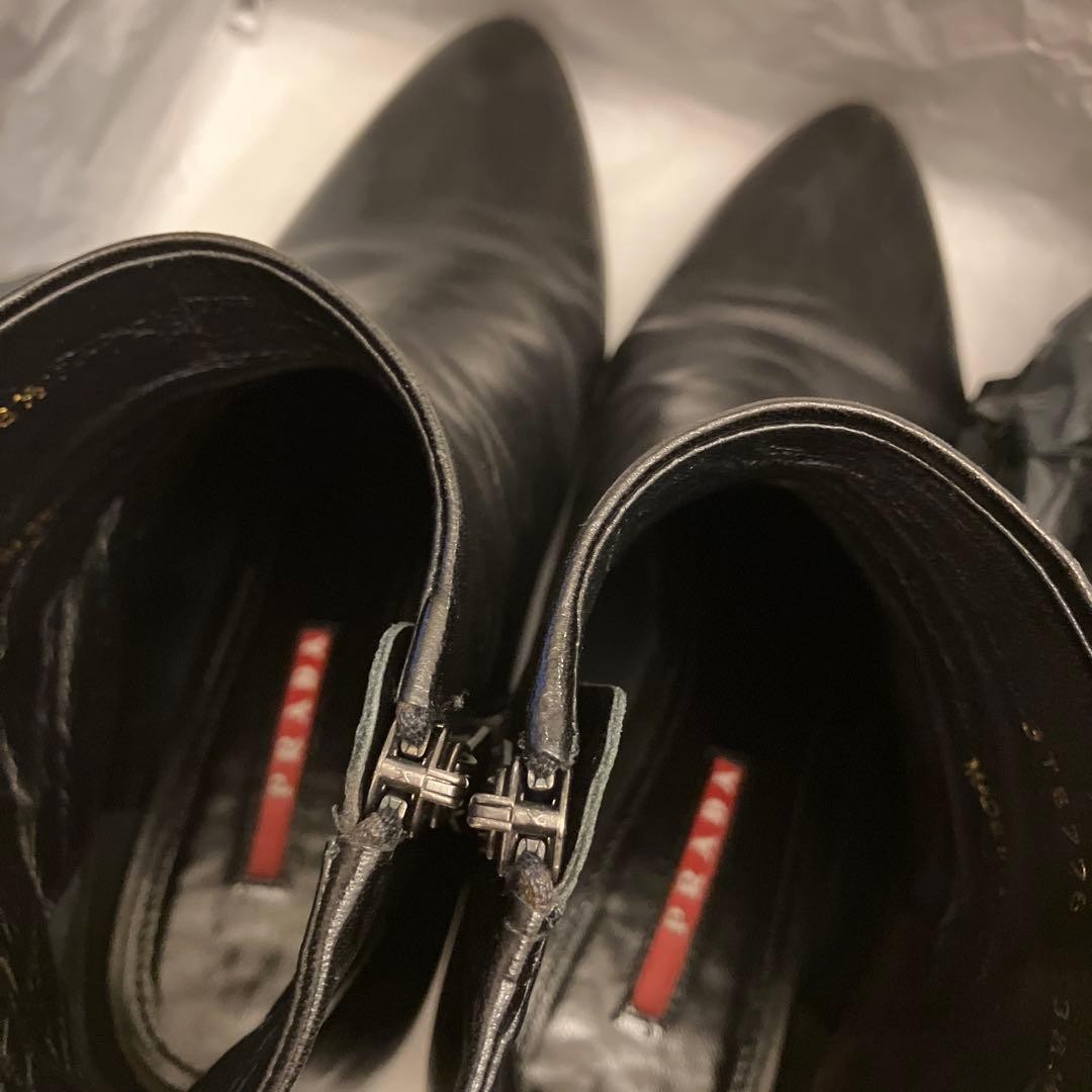 Rare PRADA Short Boots Shoes EU 38.5 US 8.5 Black Authentic from JAPAN thumbnail 18