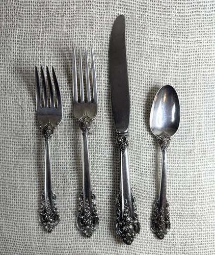 Wallace Grande Baroque Sterling Silver 4-Piece Place Setting (1941) – No Monogra
