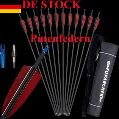 12X Carbonpfeile Truthahnfedern SP600 für Bogenschießen Compound Recurve Bogen