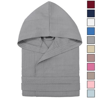 Waben Bademantel Unisex Herren Damen leicht mit Kapuze und Taschen 7130