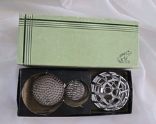Round Metal Flower Frog Arranging Set Of 3 In Golden Gate Original Box 3221