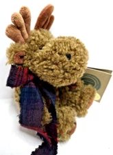 Boyds Bears MENDEL Moose Plush 20th Anniversary 6" Plaid Bow Original Tags