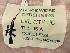 FUNNY WOKE  GUN HOMECRAFTED REUSEABLE GROCERY SHOPPING BAG 100% COTTON  