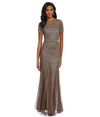 Adrianna Papell Women's Dress Silver Beaded Gown Size 8 NEW Retail $350 NWT  | eBay