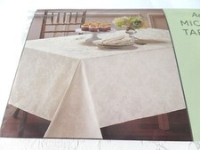 Addison Microfiber Ivory Floral Tablecloth 60" X 102" Rectangle Seats 8-10 New