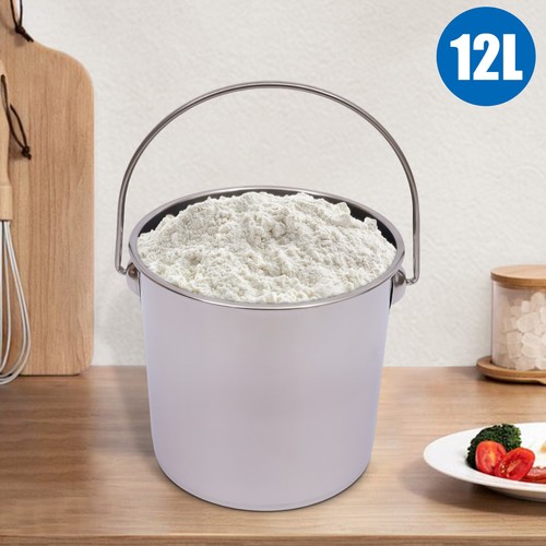 Secchio Barile Acciaio Inox Extra Spessore 12L Conservazione Acqua Alimenti con Coperchio - Foto 3 di 14