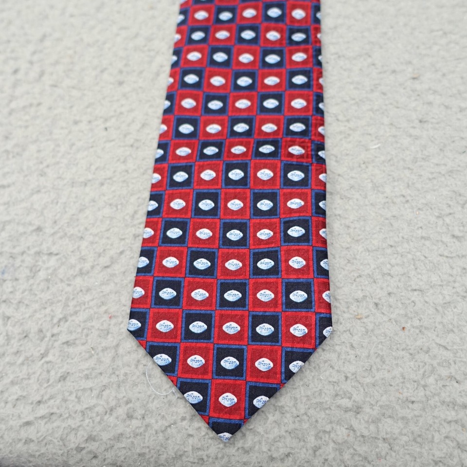 PFIZER TIE VIAGRA LITTLE BLUE PILL PATTERN SILK NECKTIE DRUG REP PROMO