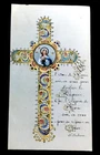 18th WORK ILLUMINATION Cross And Portrait Painted Of Mary Calligraphy Text