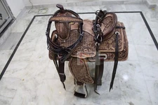 Western Leather Saddle Barrel Racing Horse Saddle 12 inch with set