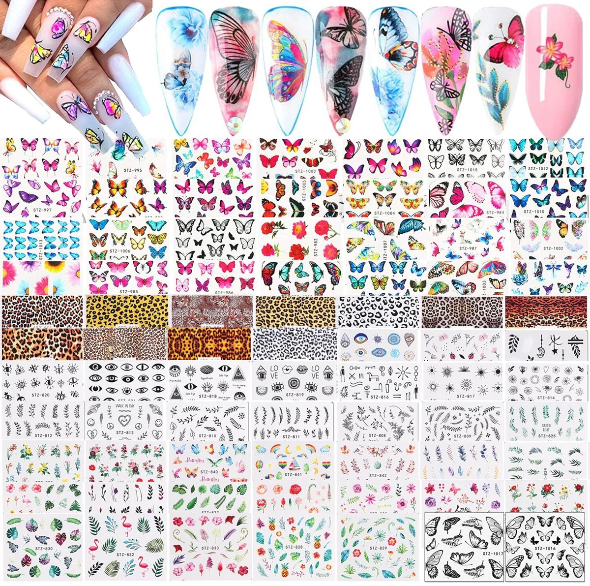 50 Fogli Adesivo Per Nail Art Fiore Trasferimento Acqua - Foto 9