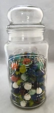 Planters Peanut 75th Anniversary Glass Jar w/Assorted Marbles (D18)