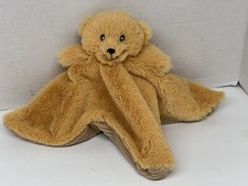 Brown Teddy Bear Lovey Rattle Plush Security Blanket Fluffy Soft Ribbed EUC
