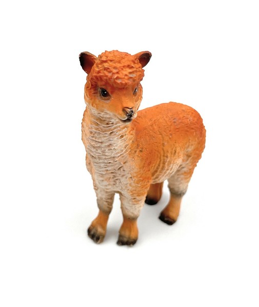 Polyresin Figur Alpaka Pako Paarhufer Tier Dekofigur Aus Polyresin Orange 7,5 Cm-image