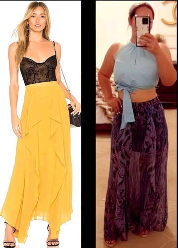 NEW BCBG MAXAZRIA AMALLI HIGH WAIST RUFFLE CHIFFON ASYMMETRICAL MAXI SKIRT SZ 4 - Picture 2 of 13