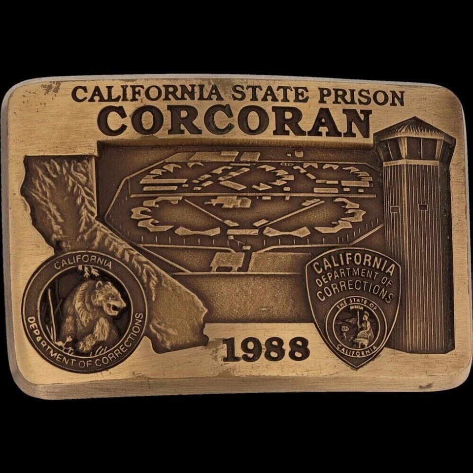 Bronze California Corcoran State Prison DOC Corrections Rare Vintage Belt Buckle - Image 3 of 4