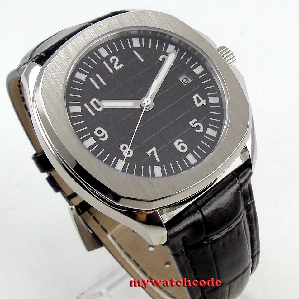 Relógio masculino quadrado automático 40mm Bliger mostrador preto estéril data vidro de safira - Imagem 3 de 4