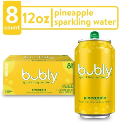 Bubly Pineapple Sparkling Water 12 fl oz, 8 Pack Cans