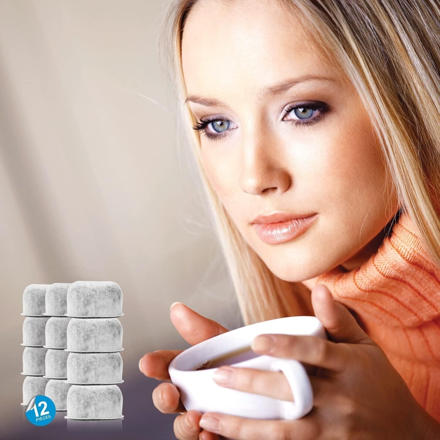 12 Pack Replacement Charcoal Water Filters for All Coffee Machines