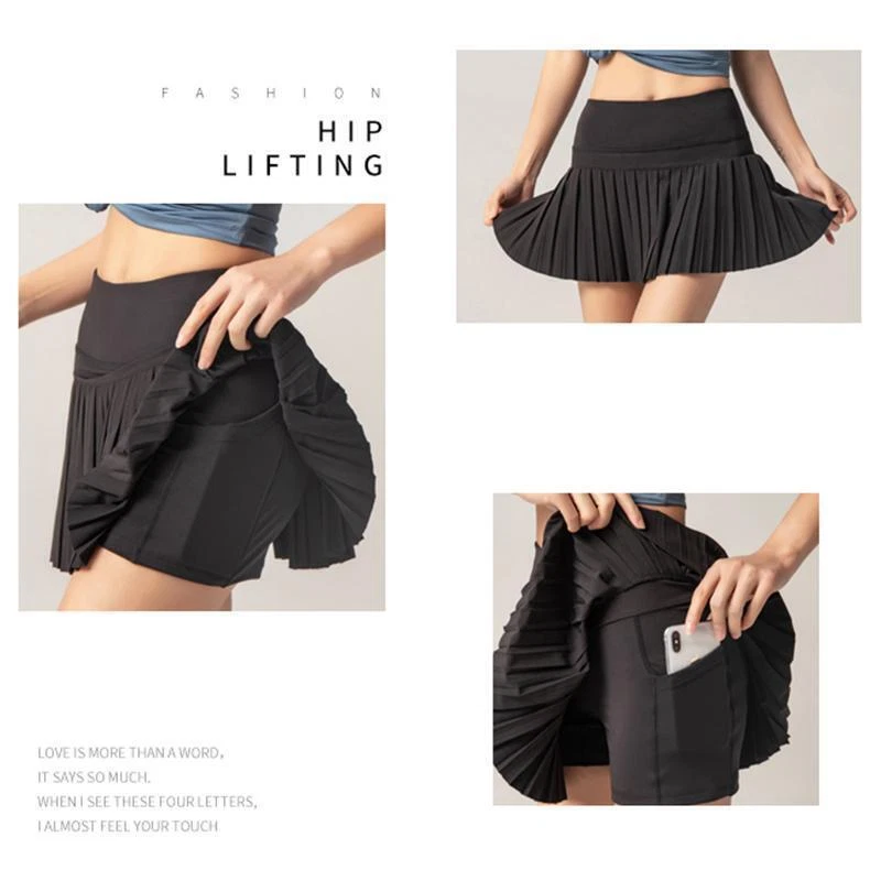 Tennis Skirt Womens Sportswear Gym High Waist Athletic Fitness Activewear Skort