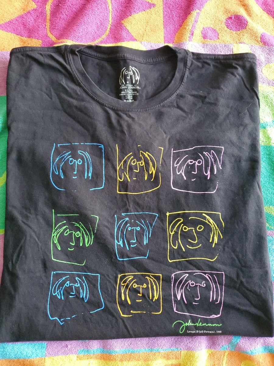 John Lennon Official 9-Self Portraits Image Jet Black S/S Tshirt