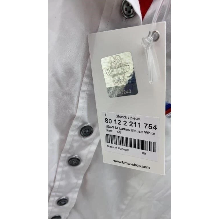 Camisa de vestir BMW Original de algodón blanco nítido manga larga con botones talla XS Foto 4 de 4
