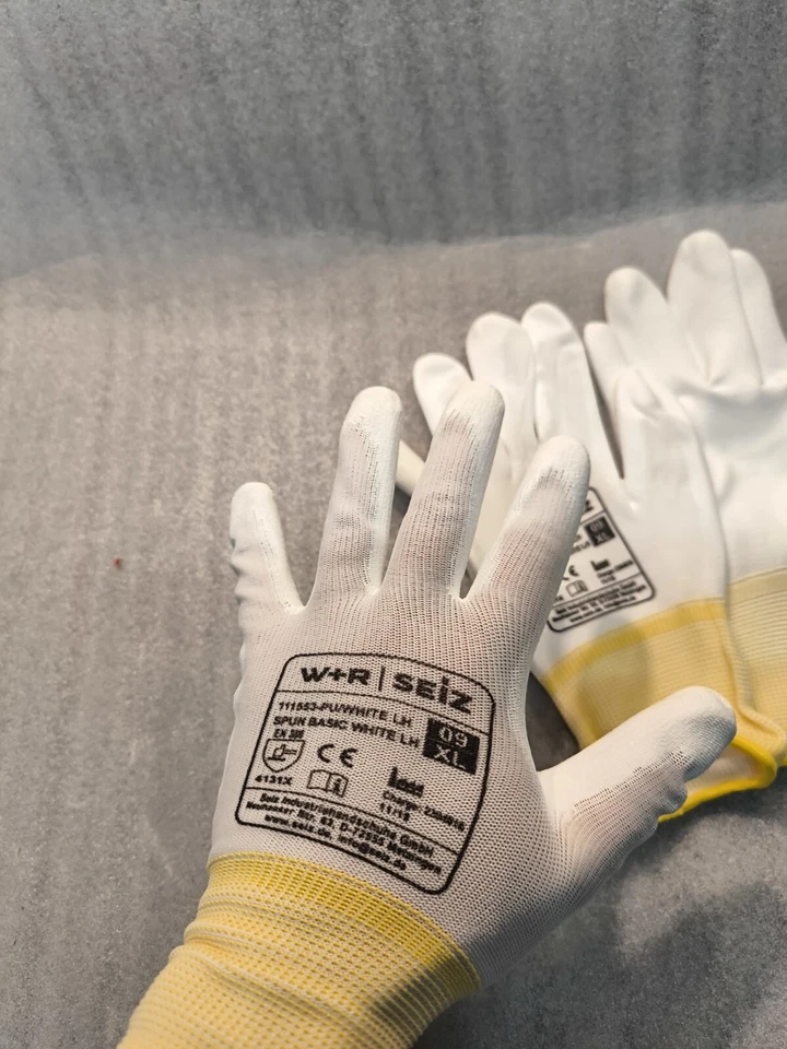 10 Paar Weiße Arbeitshandschuhe Mechaniker Montagehandschuh PU-Schicht Gr.09/XL - Bild 3 von 4