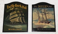 Lot of 2 Made In England Mini Pub Signs~The Ship Pub ~Cutty Sark Pub~ 7" x 5"