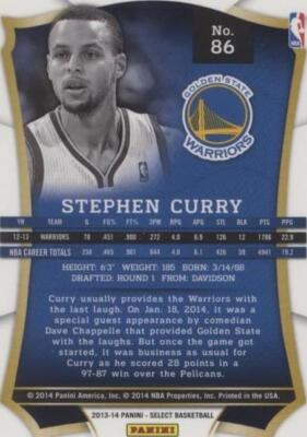 2013-14 Panini Select - Stephen Curry #86 for sale | eBay