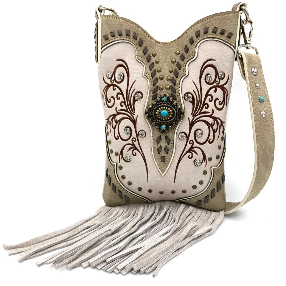 Mujeres Vaquera Western Country Floral Flecos Bandolera Mensajero Cartera Victoria Foto 2 de 2