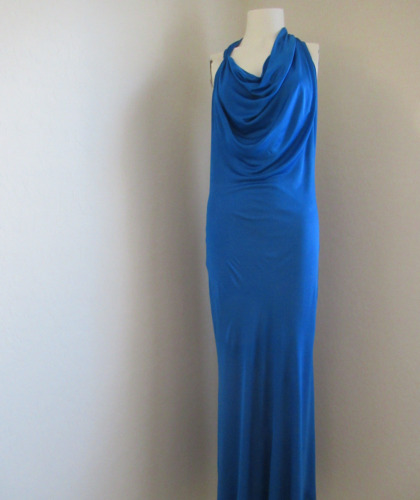 AUTH ROBERTO CAVALLI GOWN DRESS ROYAL BLUE SNAKE R