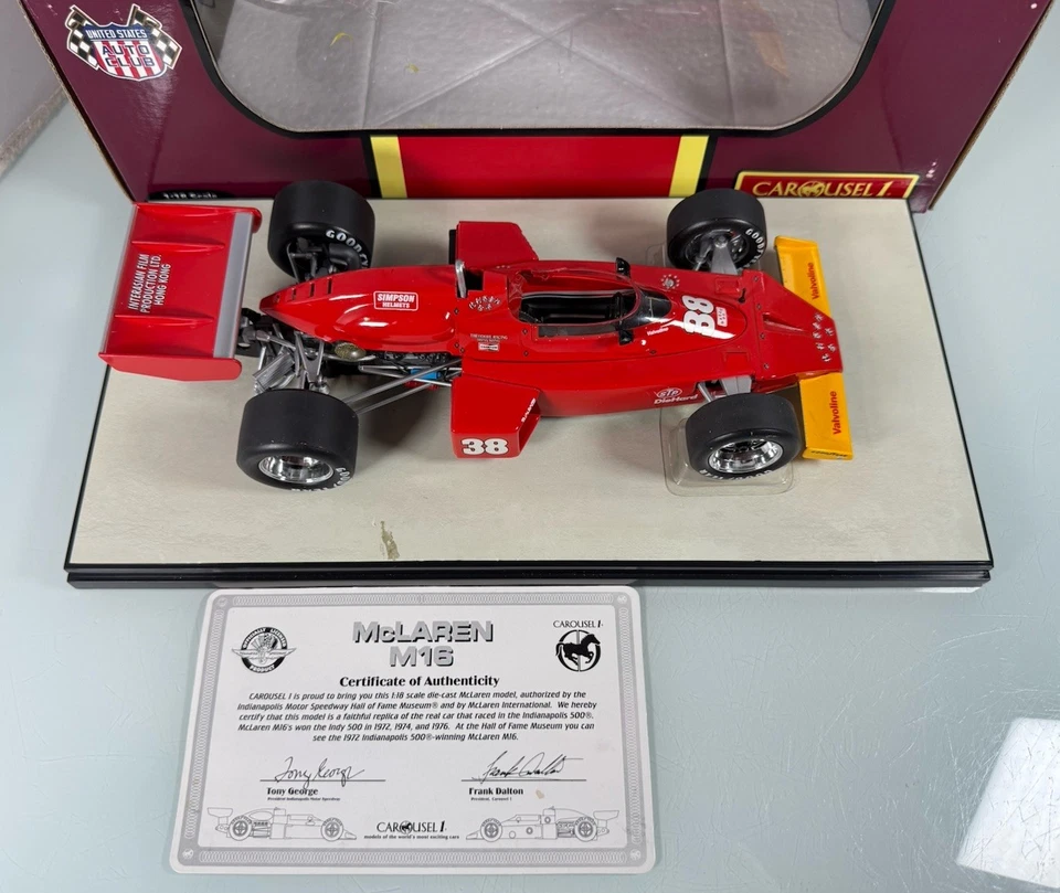Carousel 1 #4808 1/18 Scale McLaren M16 1977 Milwaukee 200 #38 Rick Mears w/ Box - Image 3 of 4