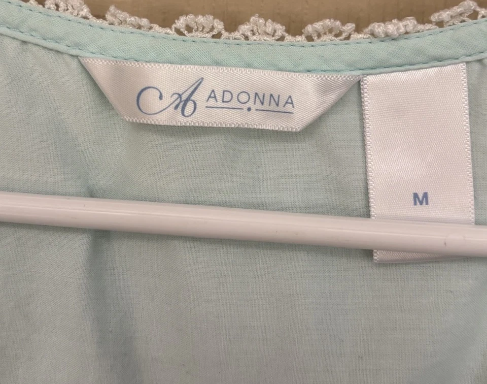 Camisón Adonna verde menta para mujer mediano algodón manga gorra ribete margarita Foto 3 de 4