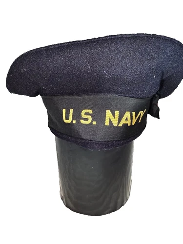 Vintage U.S. Navy WWII Enlisted Military Uniform Navy  Wool Hat Cap Beret Bonus