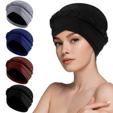 4 Pcs Swim Caps for Women Double Layer Elastic Turban Knot Swimming Hat Non-S...