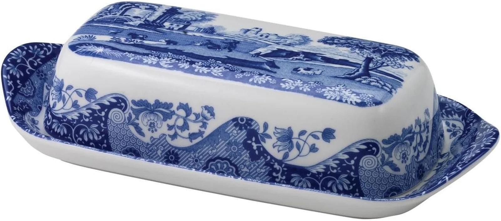 Elegant Blue Italian Covered Butter Dish for Stylish Dining
