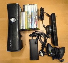 Microsoft Xbox 360 S Black Console with Kinect, wired controller and games