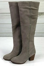 Diba True Women's Grey Suede Tall Boots Size 9 M Gray Stud Detail Ash Grove NWOB